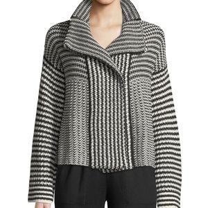 Splendid Onyx Striped Knit Sweater Jacket